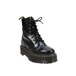 Dr. Martens Womens Side Zip Lace Up Platform Leather Combat Boots Black Size 6